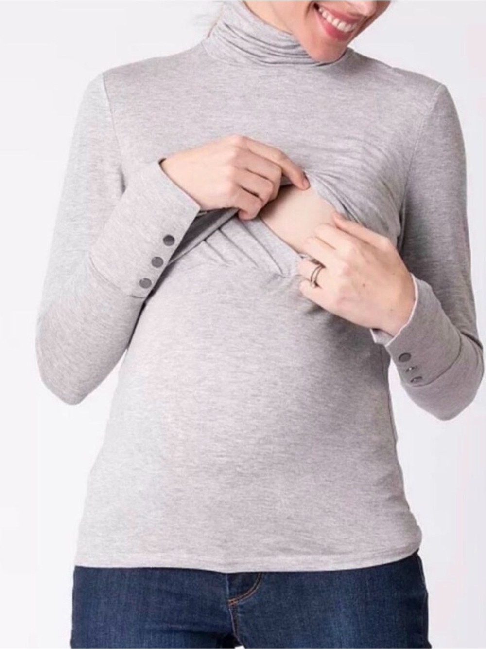 Seraphine Gray maternity to nursing turtleneck